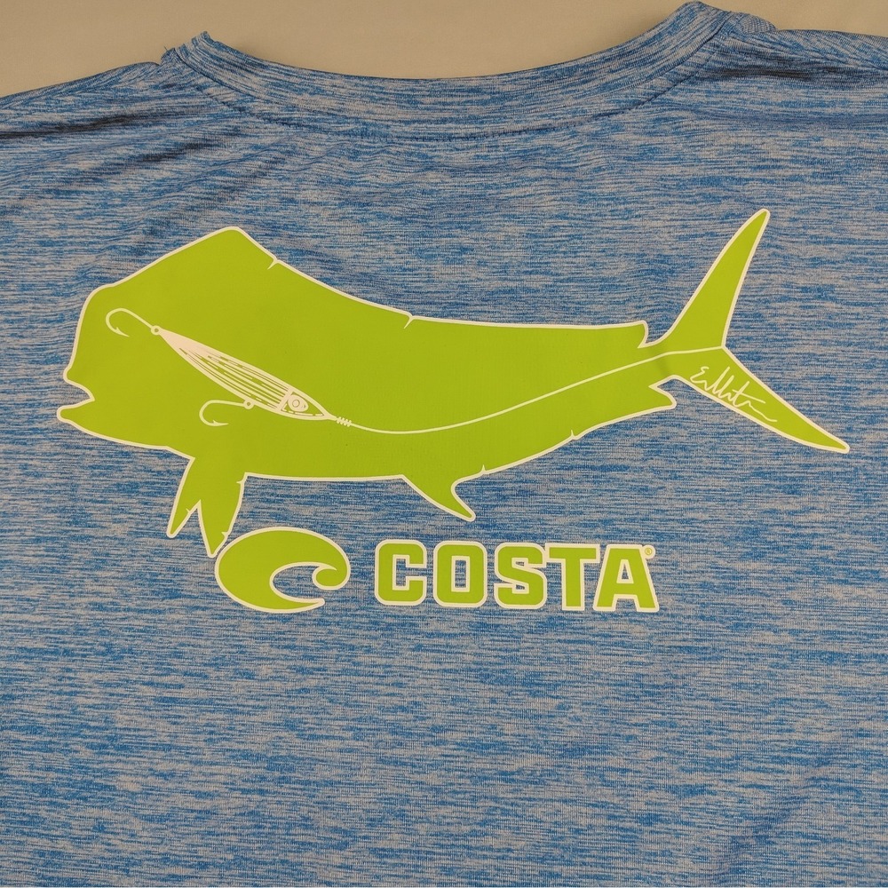 Costa Performance Shirt Mens Large Light Blue Long Sleeve Fishing Mahi Mahi - Picture 3 of 15